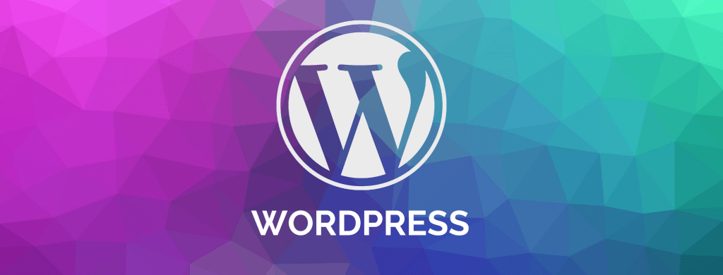 WordPress logo on geometric background