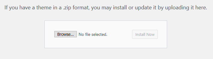 WordPress uplaod webiste template screen