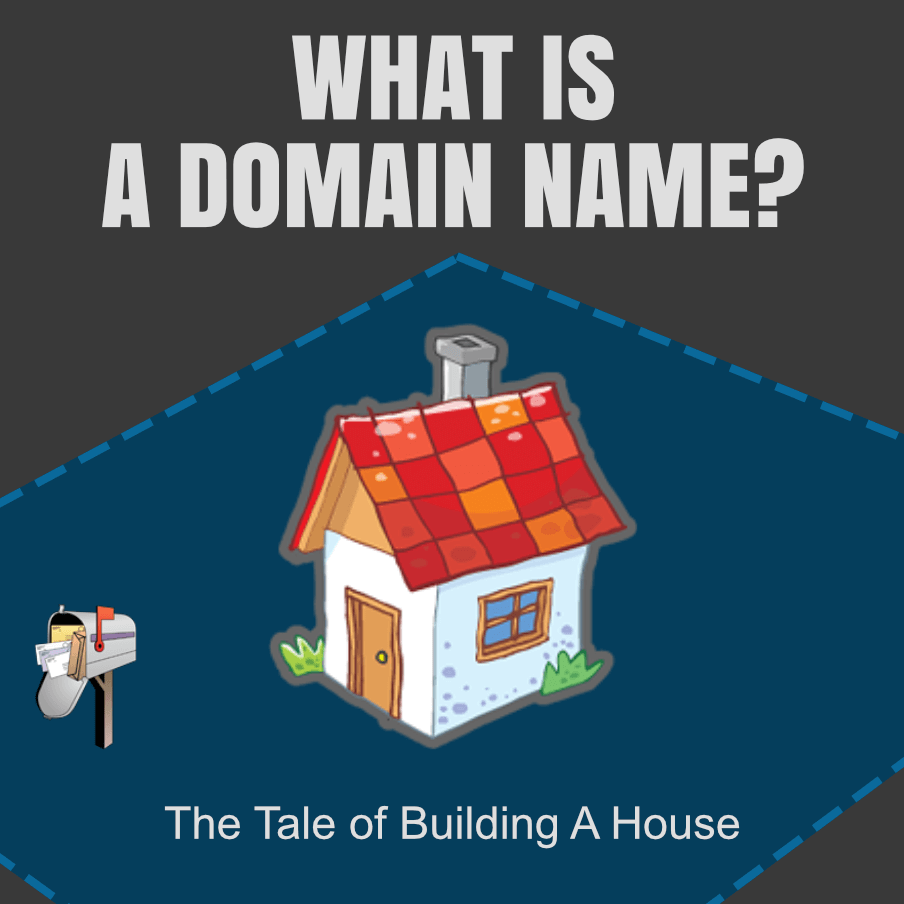 What is a domain name text with house drawing